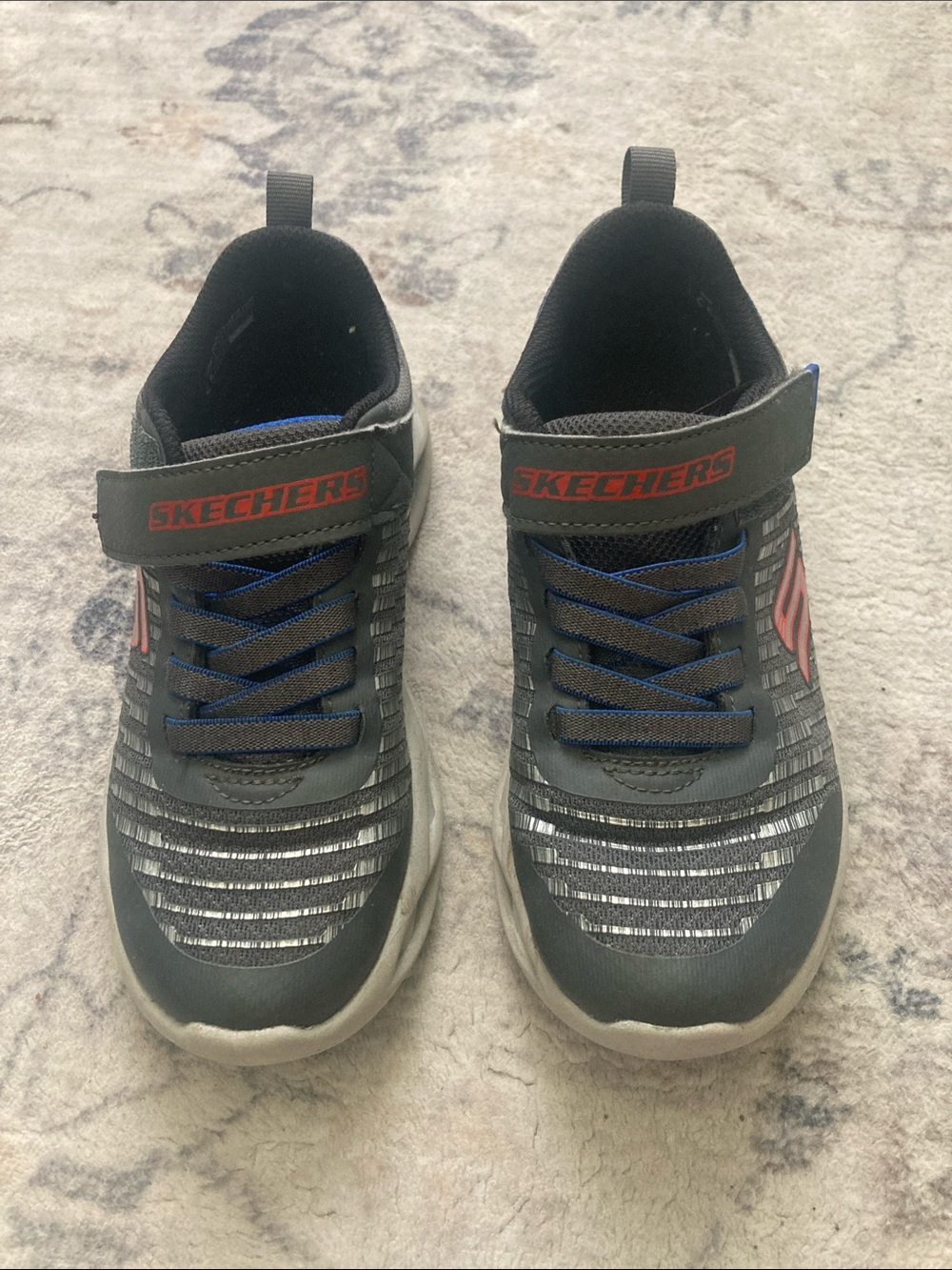 Shoes - Skechers Kids' Gray, Gray and Blue Sneakers size US 1